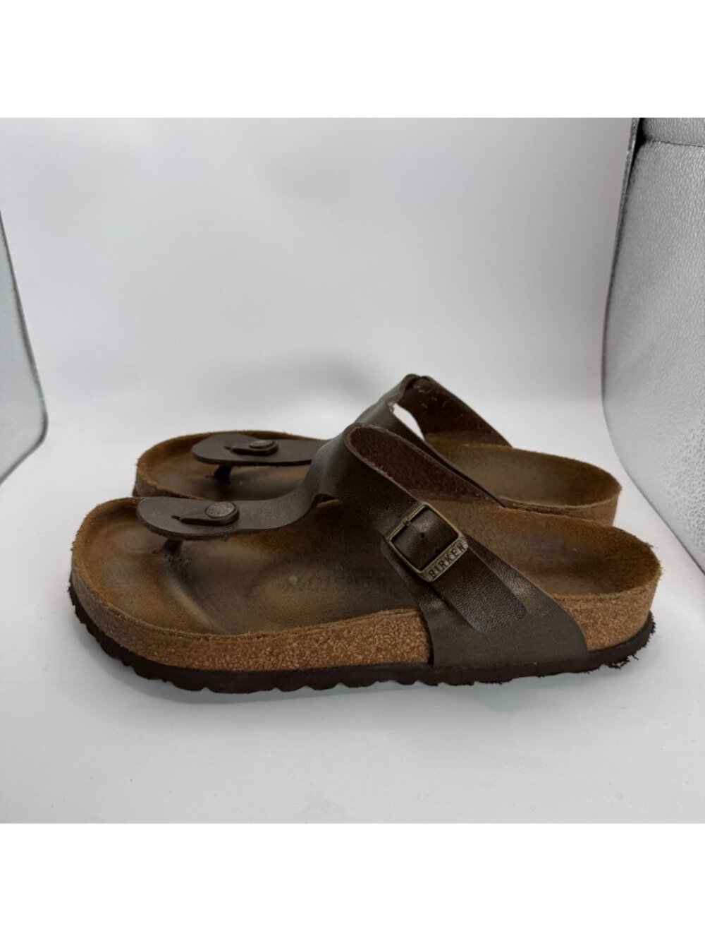Birkenstock Womens Brown Gizeh Sandals Size 39 EU / US 8 Cork Adjustable Strap - Picture 3 of 8